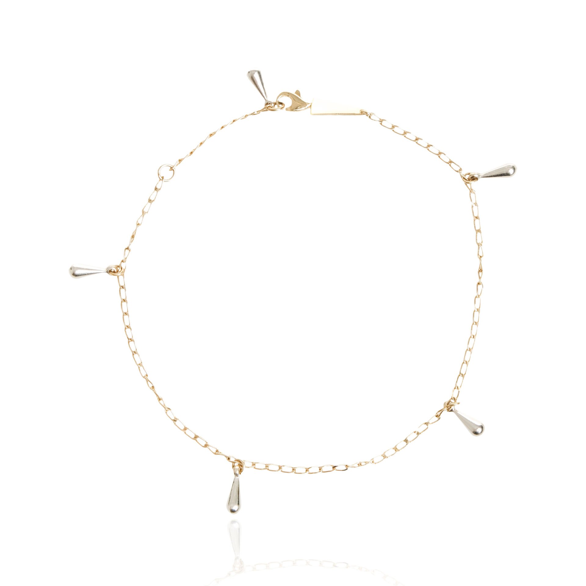 Zarif Damla Figürlü Sallantılı Halhal 14 Ayar Altın