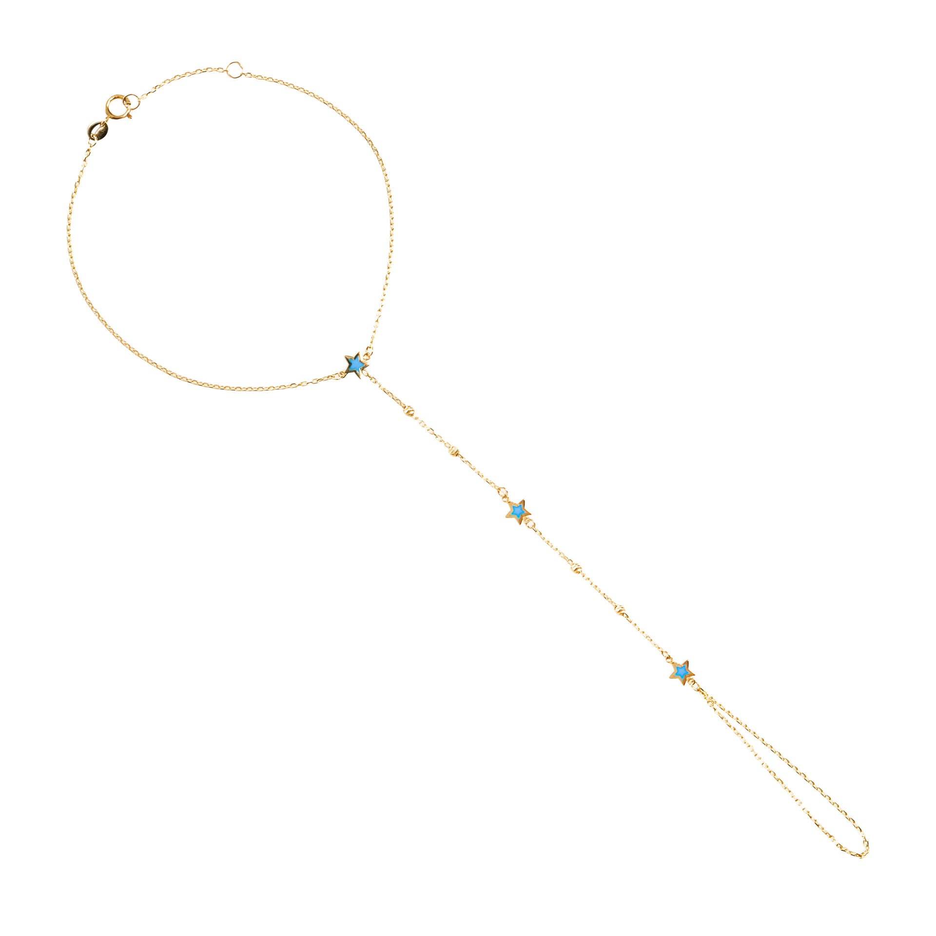 14 Ayar Altın Mavi Mineli Yıldız Figürlü Şahmeran