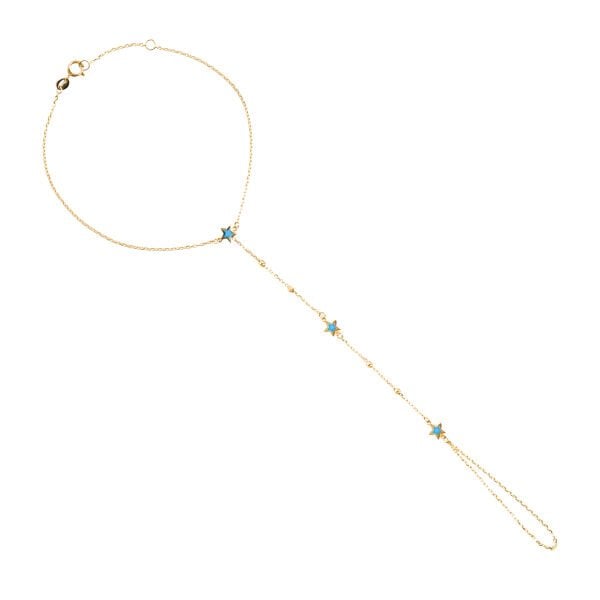 14 Ayar Altın Mavi Mineli Yıldız Figürlü Şahmeran