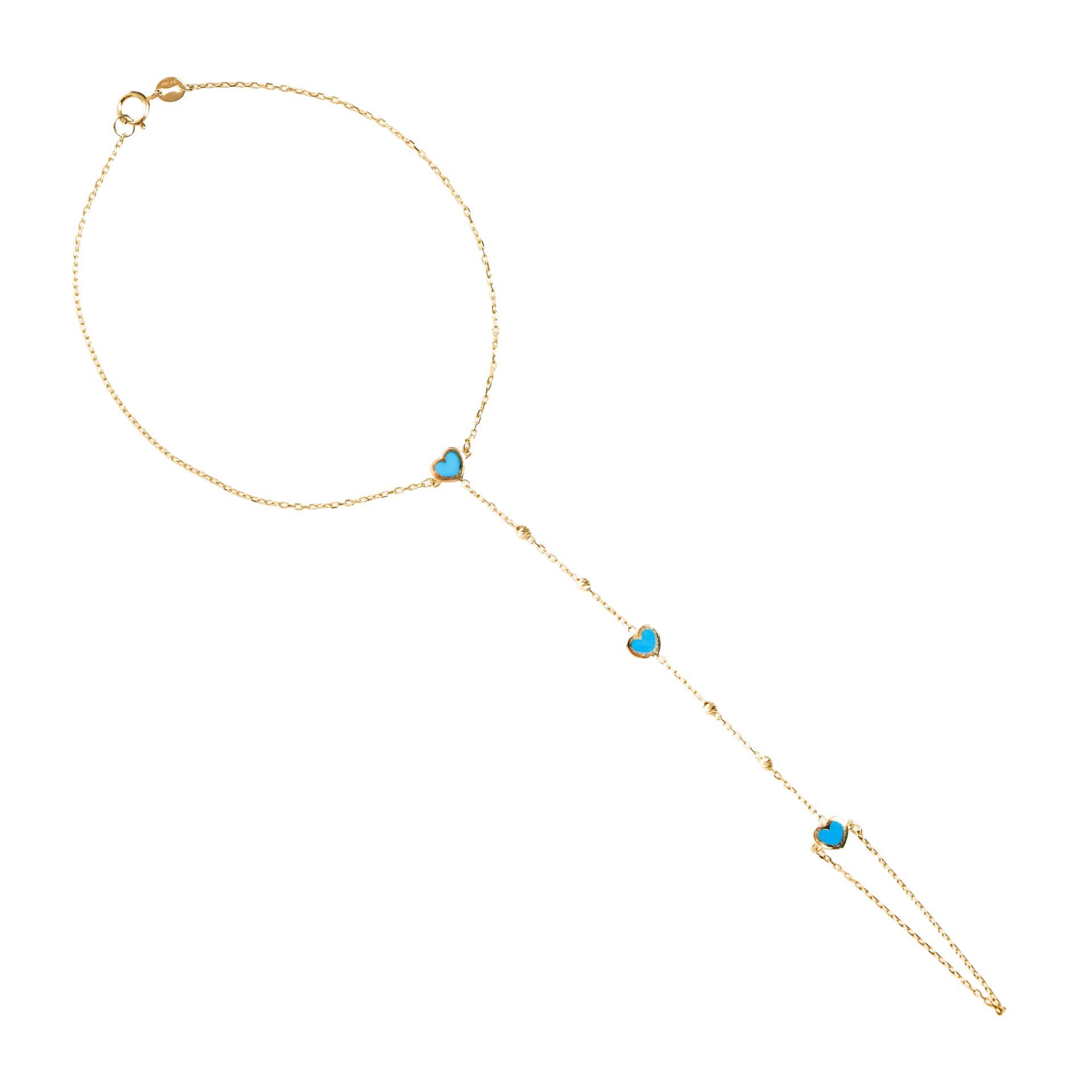 14 Ayar Altın Mavi Mineli Kalp Figürlü Şahmeran