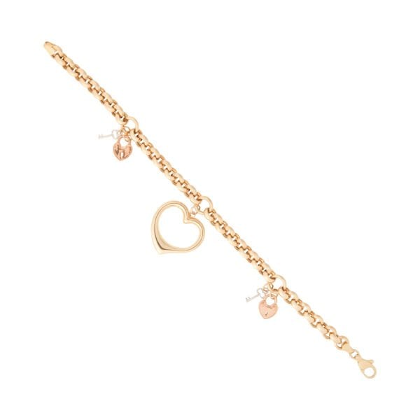 14 Ayar Altın Kalp Figürlü Bileklik