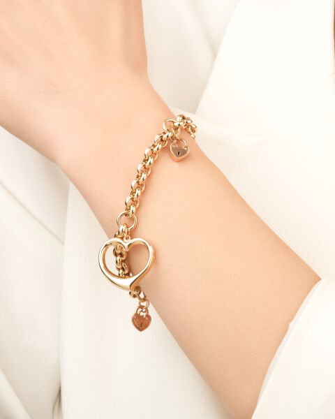 14 Ayar Altın Kalp Figürlü Bileklik