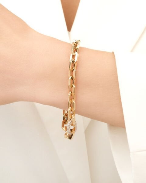 Cetaş 14 Ayar Altın Taşlı Tasarım Bileklik