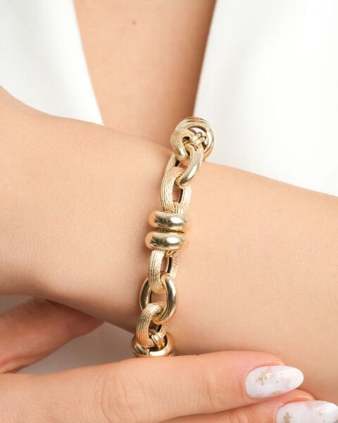 14 Ayar Altın Halkalı Tasarım Bileklik