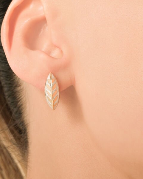 Cetaş Olivia 14 Ayar Sedef Mineli Altın Küpe