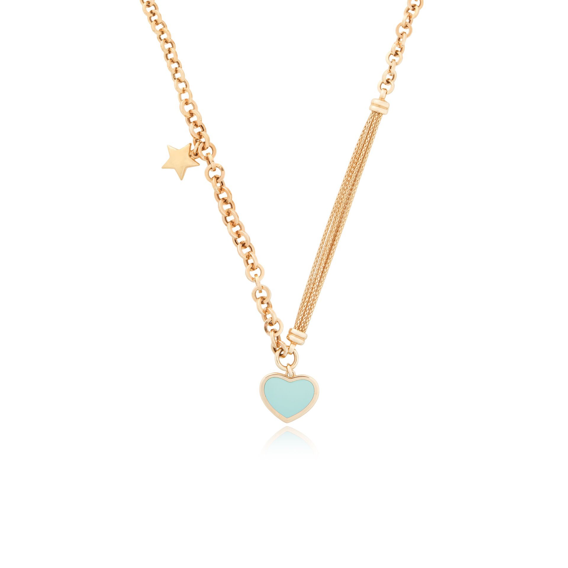 Cetaş Eterna 14 Ayar Altın Mavi Mine Kalp Kolye