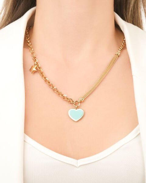 Cetaş Eterna 14 Ayar Altın Mavi Mine Kalp Kolye