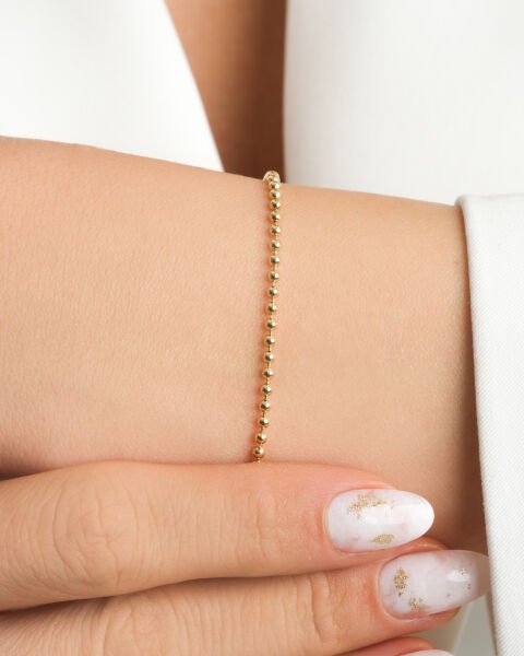 14 Ayar Altın Top Zincir Bileklik