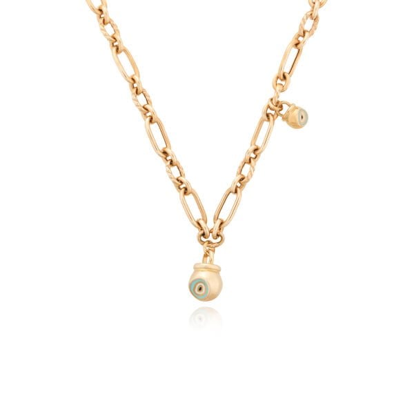 14 Ayar Altın Fortuna Nazar Mineli Kolye