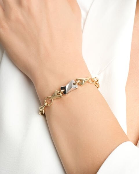 14 Ayar Geometrik Figürlü Zincir Altın Bileklik