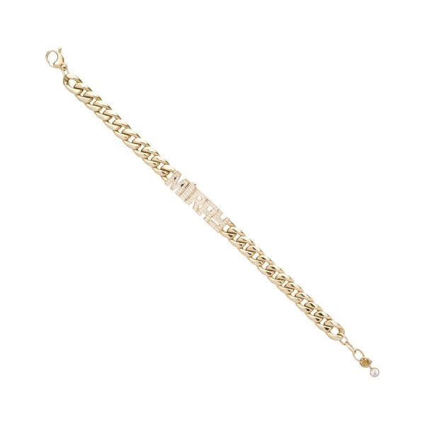 14 Ayar Altın Taşlı Gurmet Zincir İsim Bileklik – Miray