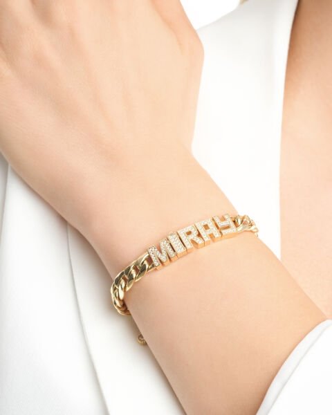 14 Ayar Altın Taşlı Gurmet İsim Bileklik – Miray