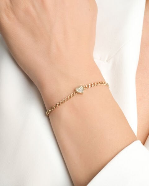 14 Ayar Altın Taşlı Kalp Figürlü Bileklik