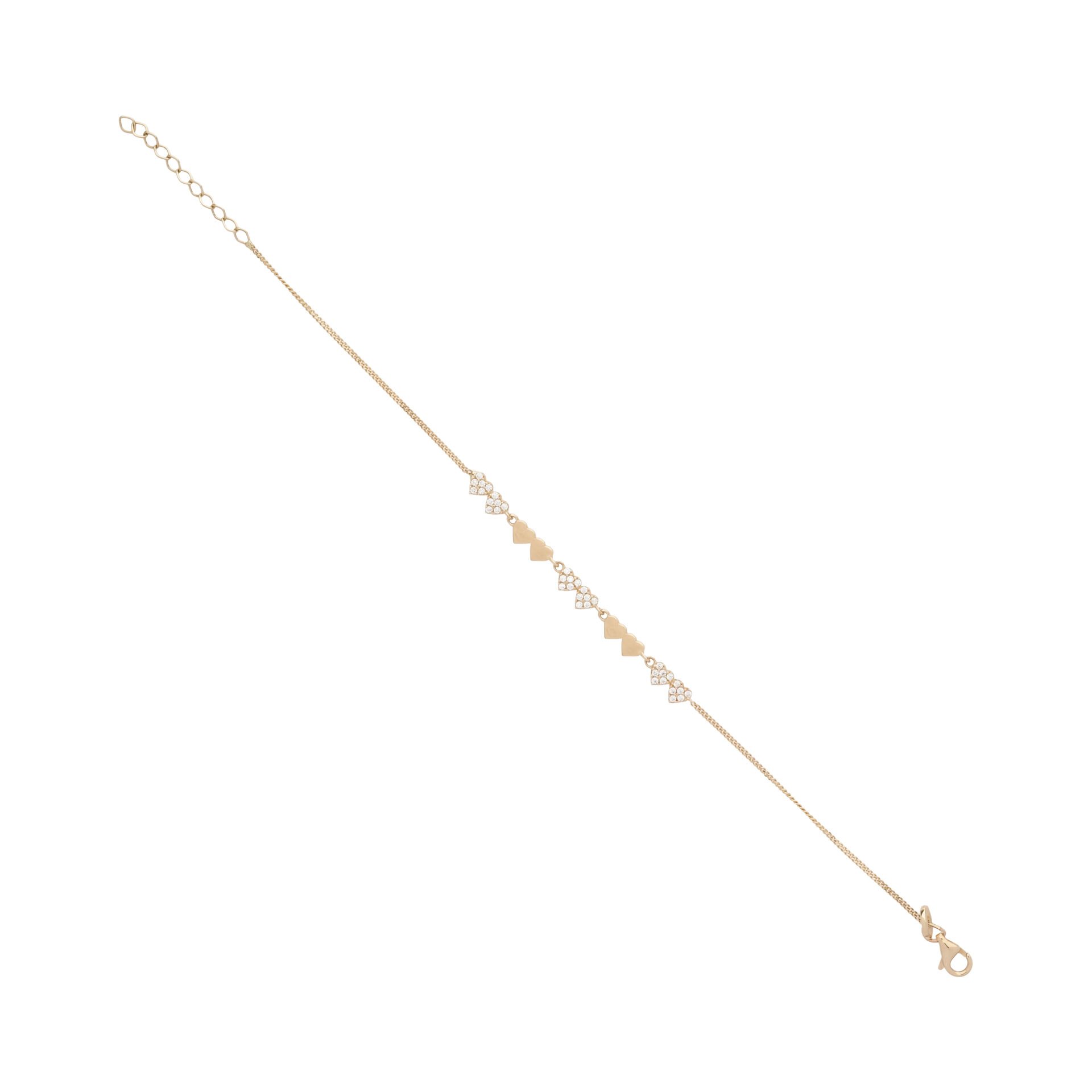 14 Ayar Altın Taşlı Kalp Figürlü Bileklik