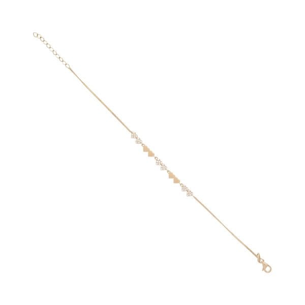 14 Ayar Altın Taşlı Kalp Figürlü Bileklik