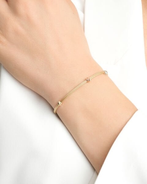 14 Ayar Altın 3 Renk Toplu Dorika Bileklik