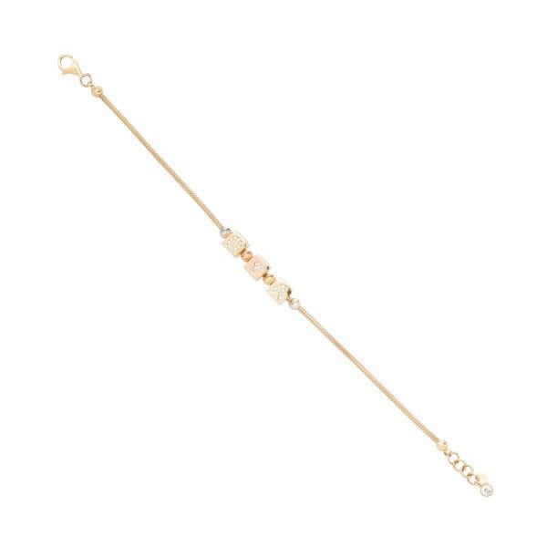 14 Ayar Altın Taşlı Harf Küp İsim Bileklik – Oya