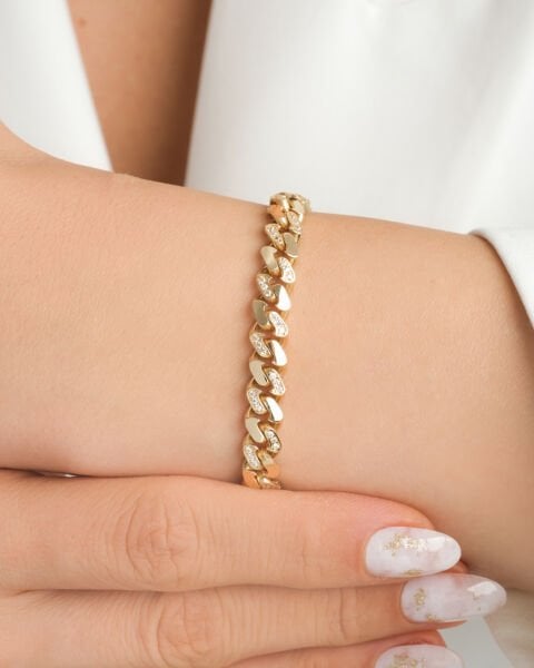 14 Ayar Altın Taşlı Gurmet Bileklik