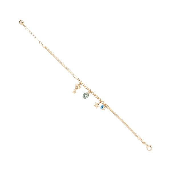 14 Ayar Altın Balık Sırtı Zincir Charm Bileklik