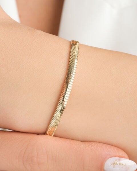 14 Ayar Altın Balık Sırtı Zincir Bileklik