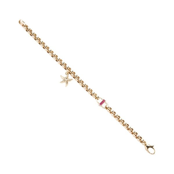 Cetaş Aqualis Koleksiyonu Deniz Yıldızı Figürlü Yakut Taşlı Altın Bileklik