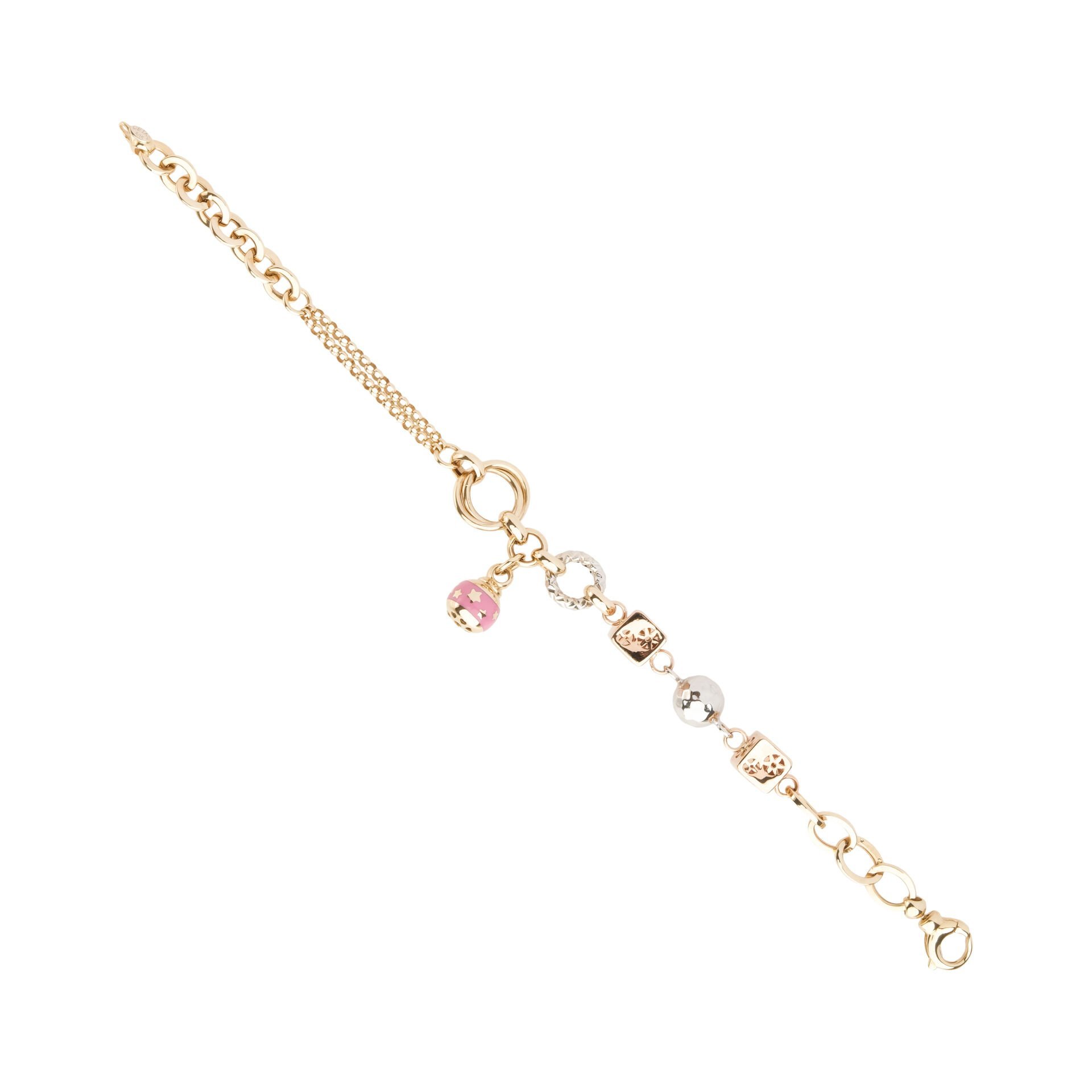 Cetaş Eterna 14 Ayar Altın Pembe Mineli Çoklu Figürlü Bileklik