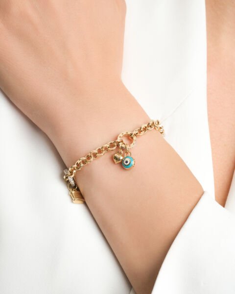 Cetaş Eterna  14 Ayar Taşlı Şans Figürlü Altın Bileklik