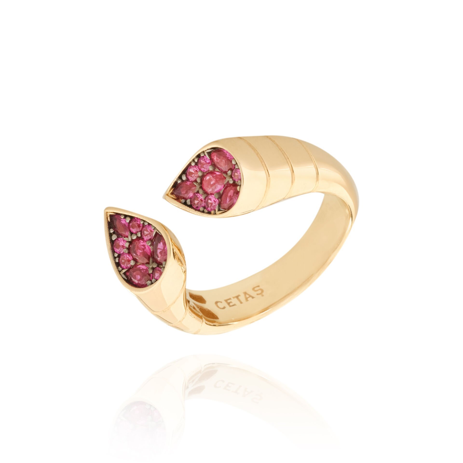 Cetaş Eterna  14 Ayar Altın Damla Form Yakut Taşlı Yüzük