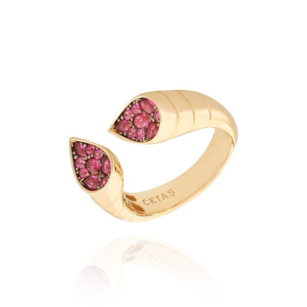 Cetaş Eterna  14 Ayar Altın Damla Form Yakut Taşlı Yüzük