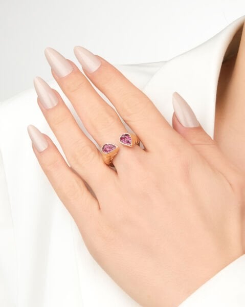 Cetaş Eterna  14 Ayar Altın Damla Form Yakut Taşlı Yüzük