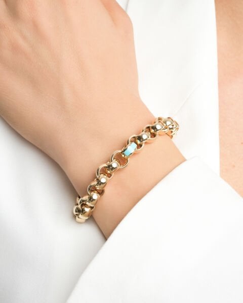 Cetaş Eterna 14 Ayar Altın Mavi Mineli Dodge Bileklik