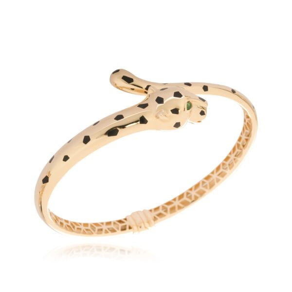 Cetaş Eterna 14 Ayar Zümrüt Taşlı Leopar Figürlü Altın Bilezik
