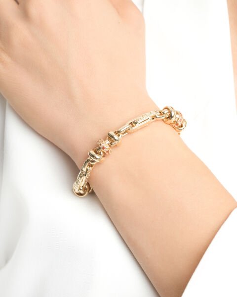 Cetaş Eterna 14 Ayar Altın Turuncu Taşlı Bileklik