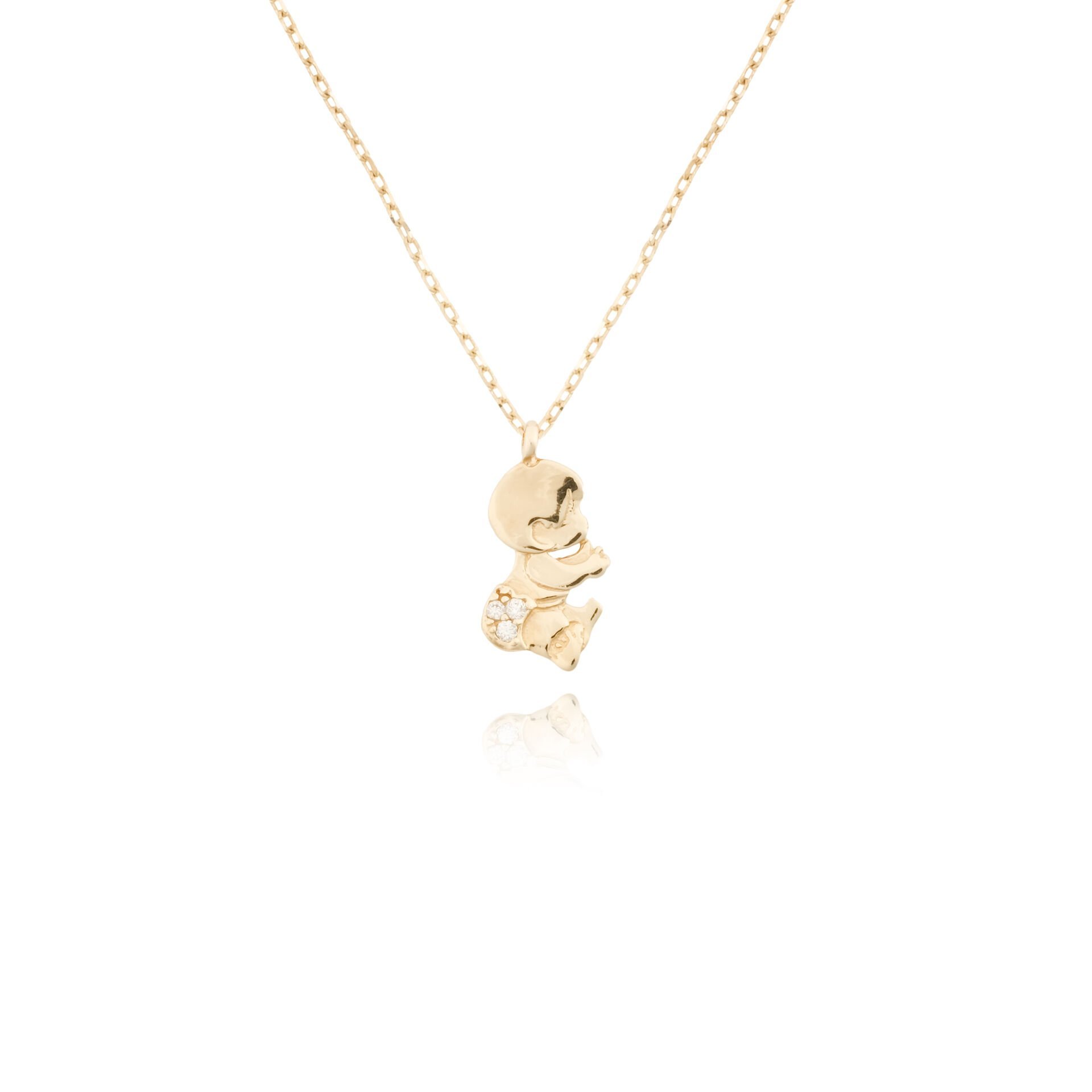 14 Ayar Altın Taşlı Bebek Kolye