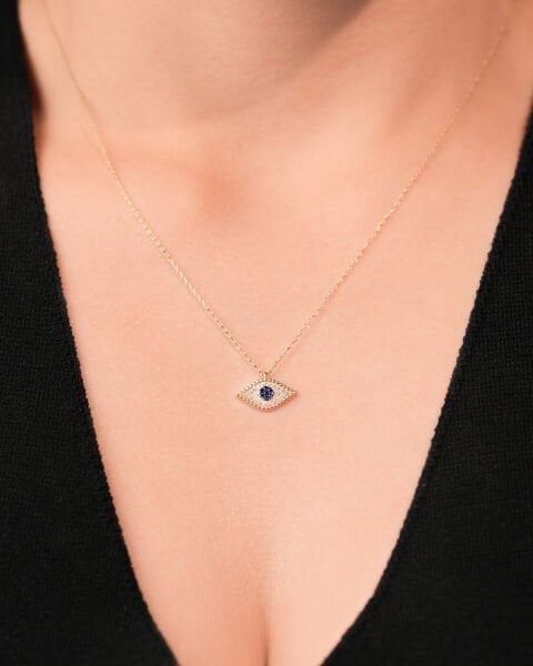 14 Ayar Altın Taşlı Göz Kolye