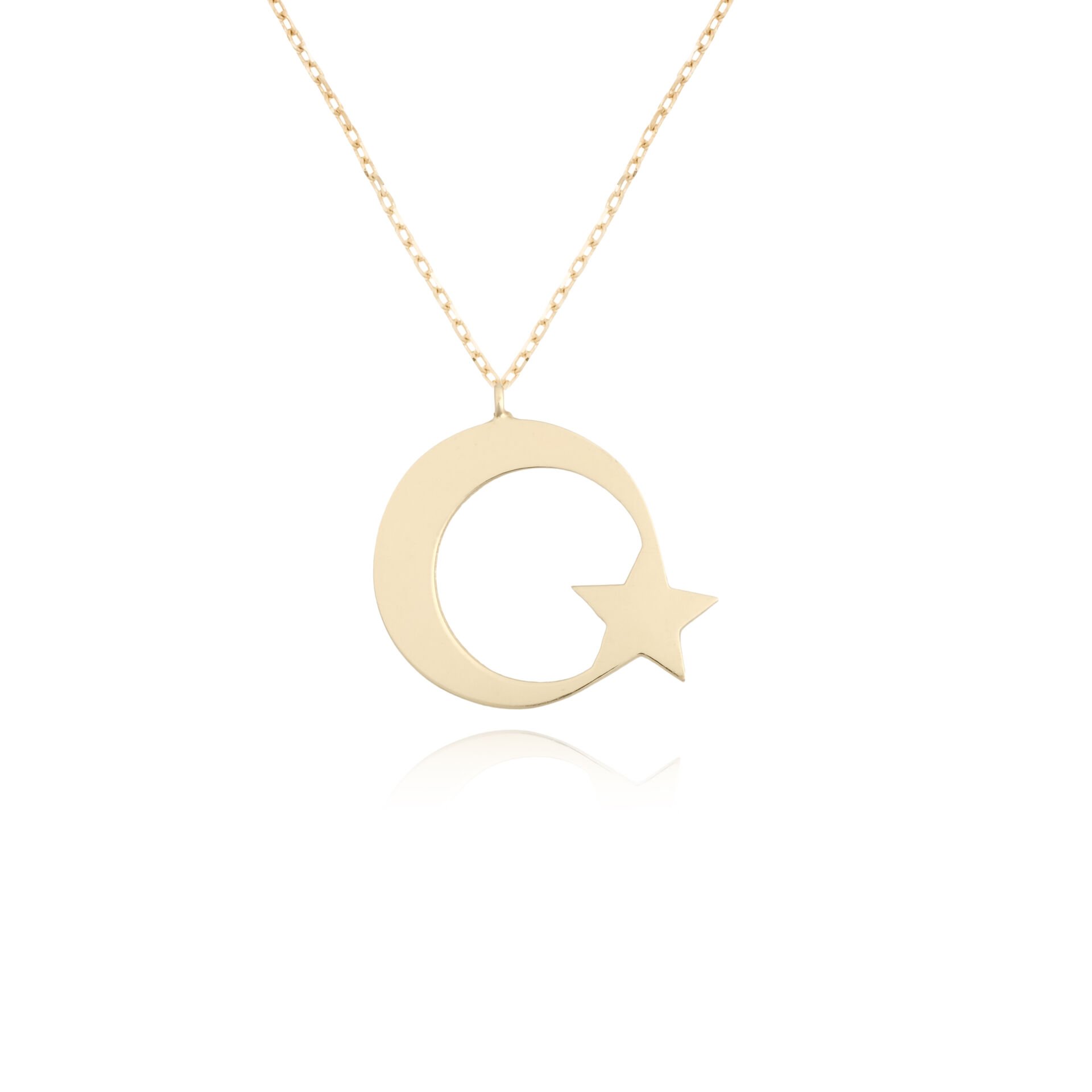 14 Ayar Altın Ay Yıldız Kolye