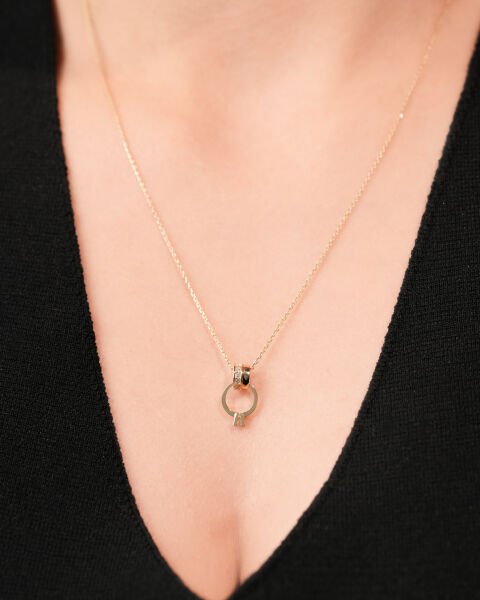 14 Ayar Altın Tektaş Yüzük Kolye