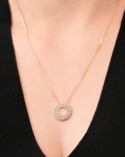 14 Ayar Altın Taşlı Tasarım Kolye