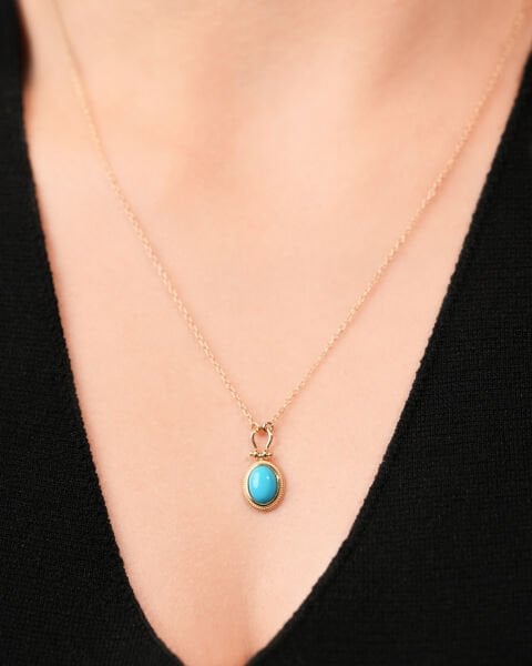 14 Ayar Altın Firuze Taşlı Kolye