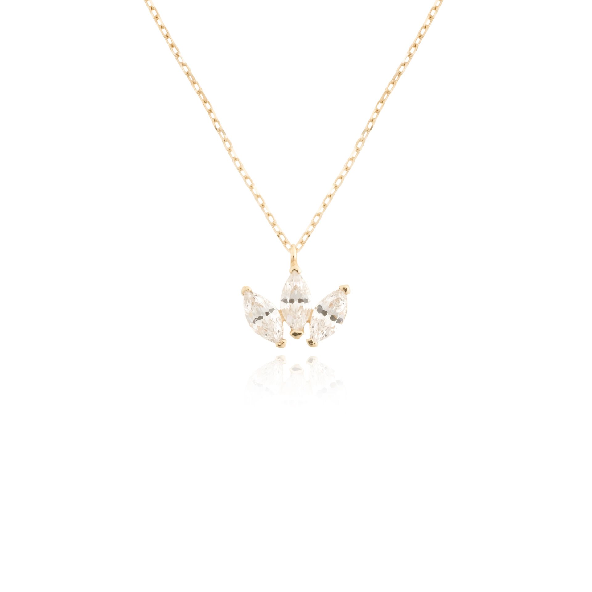 14 Ayar Altın Üç Taşlı Kolye