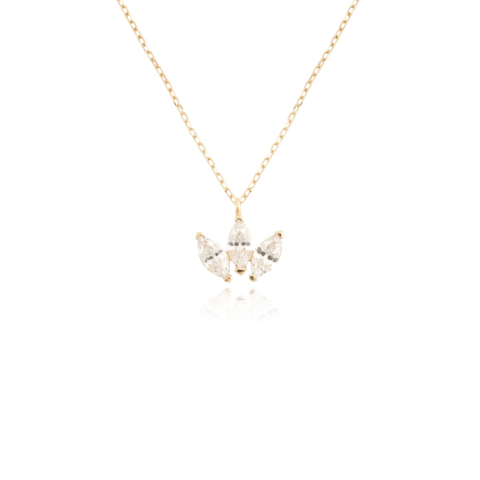 14 Ayar Altın Taşlı Lotus Kolye