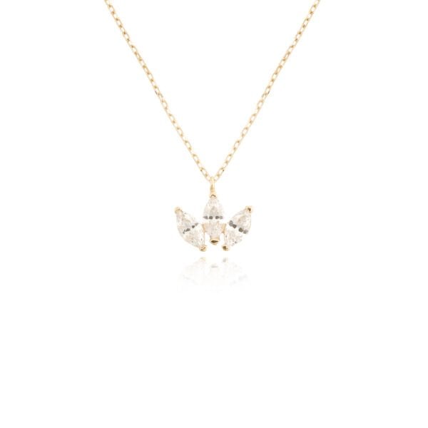 14 Ayar Altın Üç Taşlı Kolye