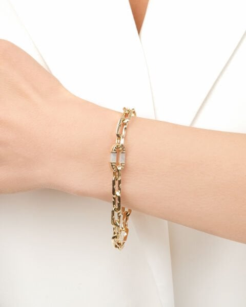 14 Ayar Altın Sedefli Tasarım Bileklik