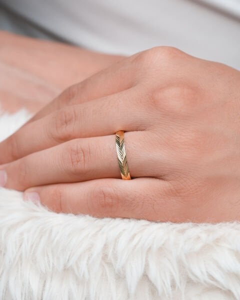 14 Ayar Altın Başak Desenli Erkek Alyans