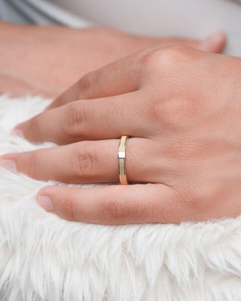 14 Ayar Altın İki Renk Erkek Alyans