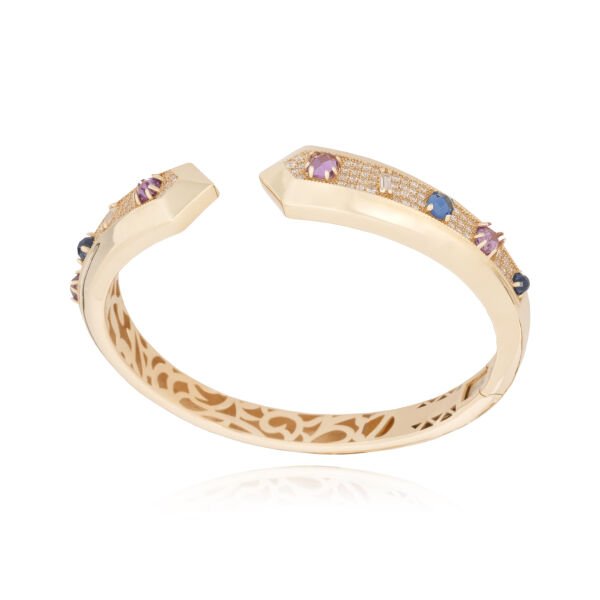 14 Ayar Altın Ametist - Mavi Turmalin Kelepçe