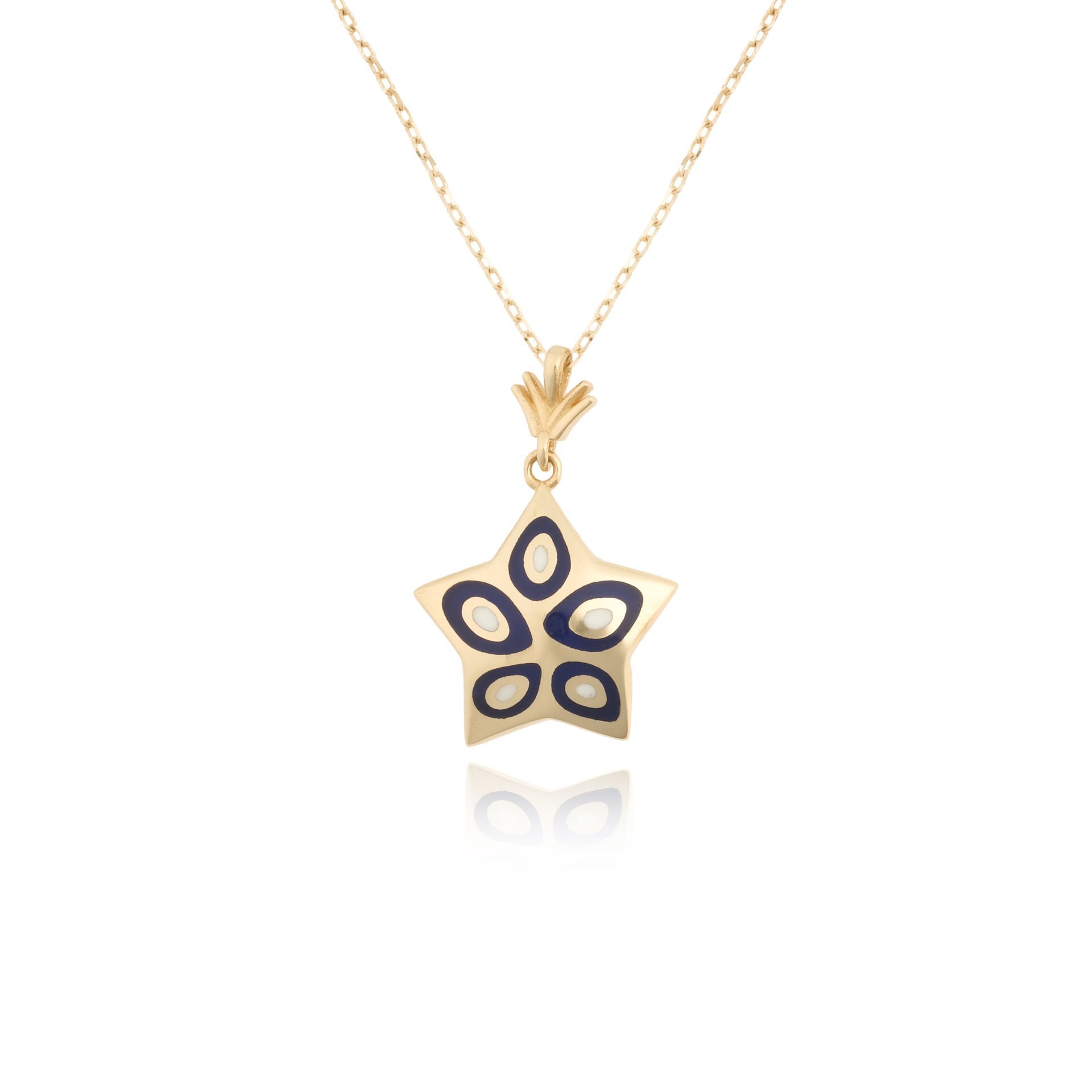 14 Ayar Altın Nazar Mineli Yıldız Kolye