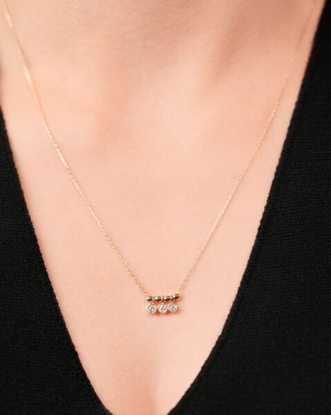 14 Ayar Altın Sıra Taşlı Kolye