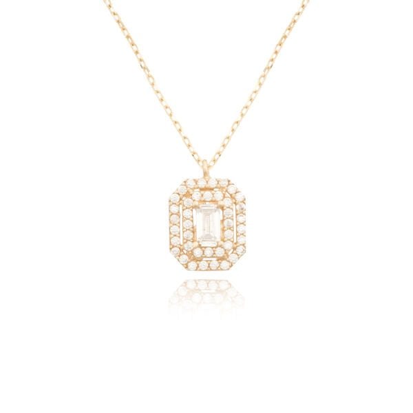 14 Ayar Altın Taşlı Baget Kolye