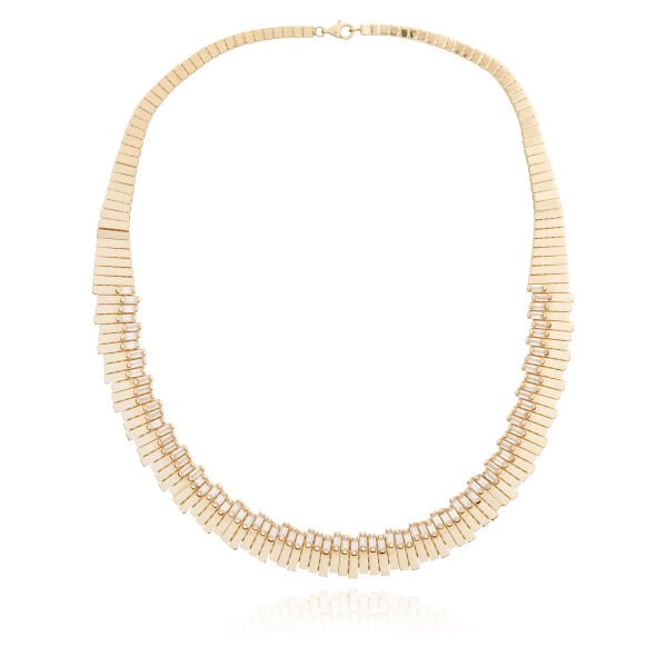 14 Ayar Altın Baget Taşlı Tasarım Kolye